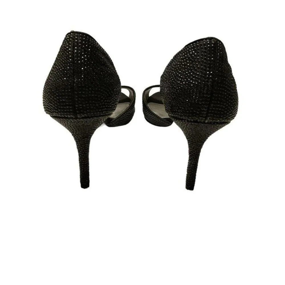 Touch of NINA BLACK SATIN CRYSTAL HEEL EVENING PUMP SIZE 9‎